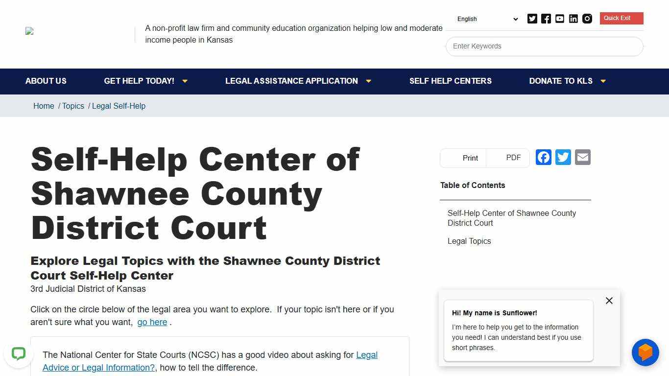 Self-Help Center of Shawnee County District Court Kansas Legal Services