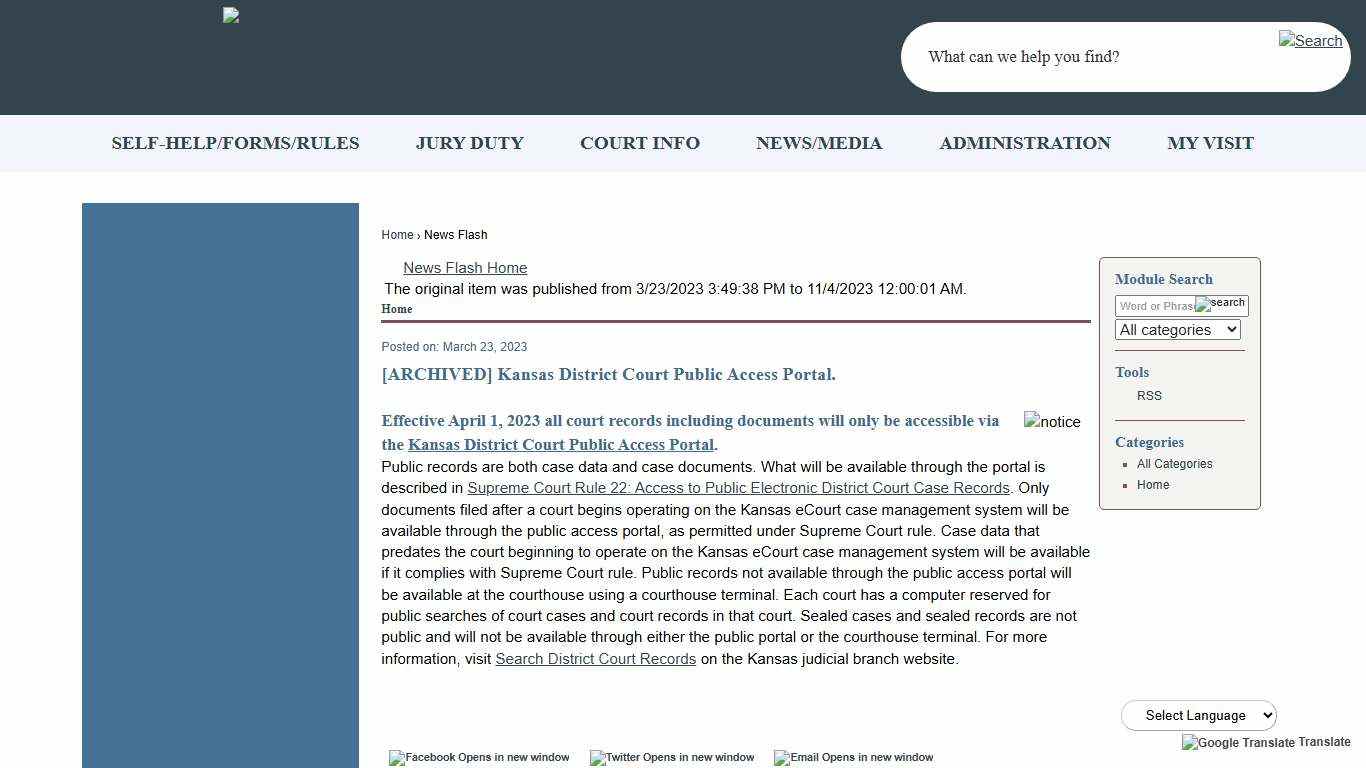 News Flash • Third Judicial District, KS • CivicEngage